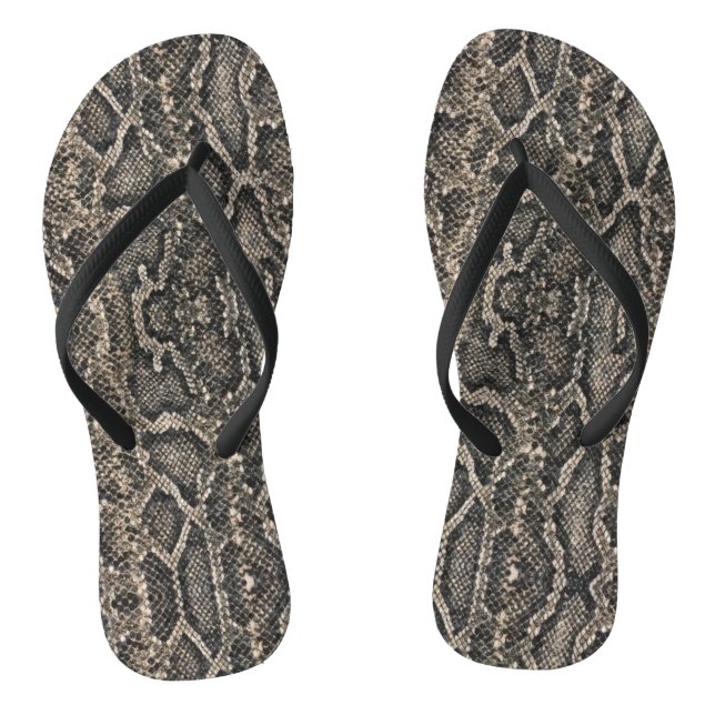 Tongs motif de peau de serpent brun | (Semelle)