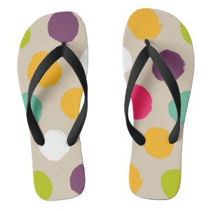 Tongs Motif de point tiré par la main de polka