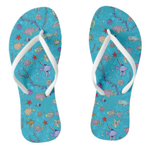 Tongs Motif de poisson turquoise