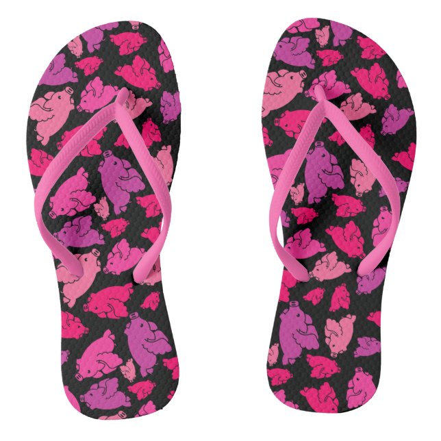 Tongs Motif de porc rose (Semelle)