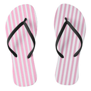 Tongs Motif de rayure verticale rose et blanc