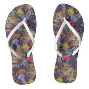 Tongs Motif de Sea Life Grunge