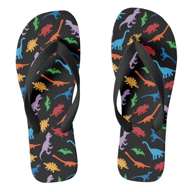 Tongs motif de silhouette de sept espèces de dinosaures (Semelle)