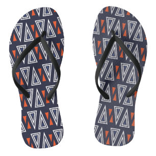 Tongs Motif de triangles géométriques bleu foncé et roug