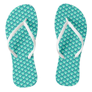 Tongs Motif de vague Art déco, nuances de turquoise