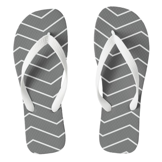 Tongs Motif de vague en zigzag gris blanc (Semelle)