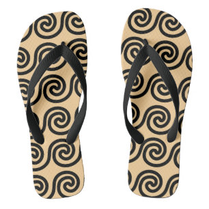 Tongs Motif de vagues de clé Méandre grec marron