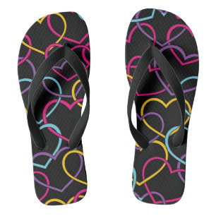 Tongs Motif de Valentine avec des coeurs de couleur