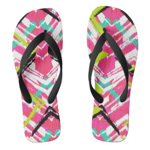 Tongs Motif de zag de Zig rose-main