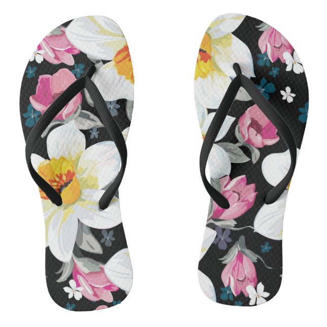 Tongs Motif d'élégance avec des fleurs de narcisse (Semelle)