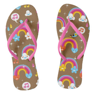 Tongs motif des arcs-en-ciel mignons