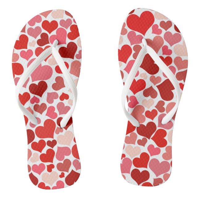 Tongs Motif Des Coeurs, Coeurs Rouges, Amour (Semelle)