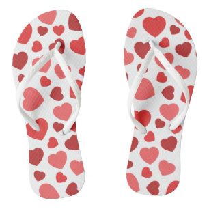 Tongs Motif Des Coeurs, Coeurs Rouges, Motif Des Coeurs