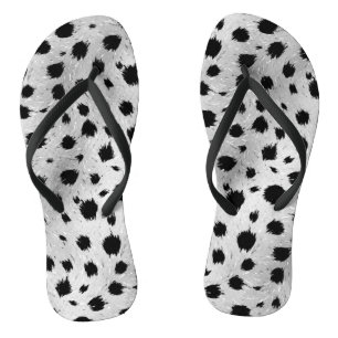 Tongs Motif des points Dalmatiens noirs et blancs