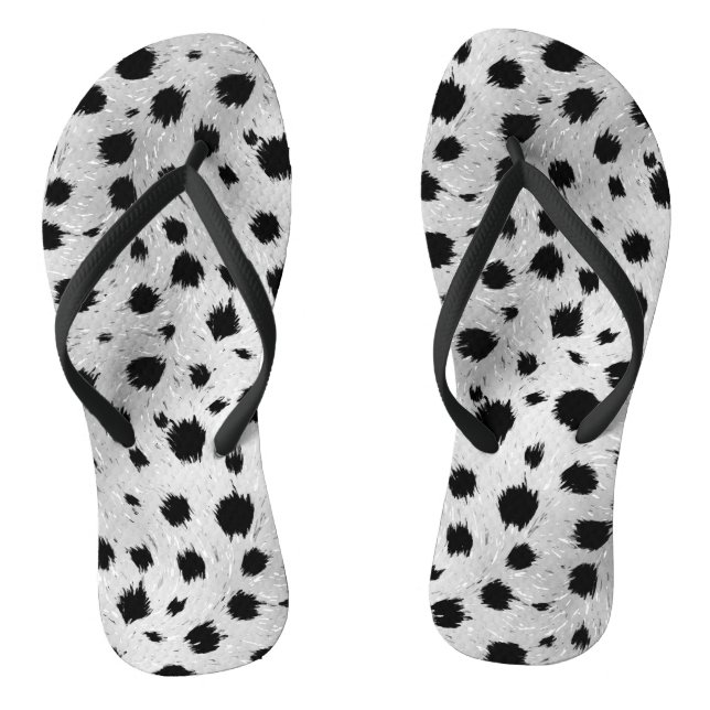 Tongs Motif des points Dalmatiens noirs et blancs (Semelle)
