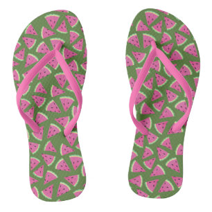 Tongs Motif d'été de la pastèque tropicale
