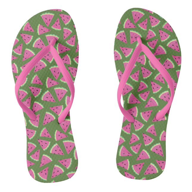 Tongs Motif d'été de la pastèque tropicale (Semelle)