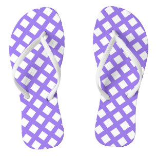 Tongs Motif diamant à carreaux blanc violet