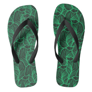 Tongs motif d'illustration feuille verte