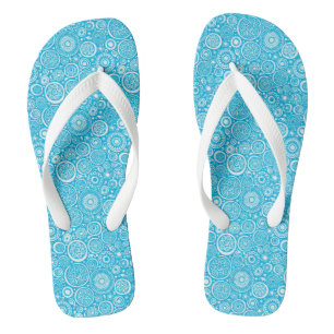 Tongs Motif d'ornement bleu gris