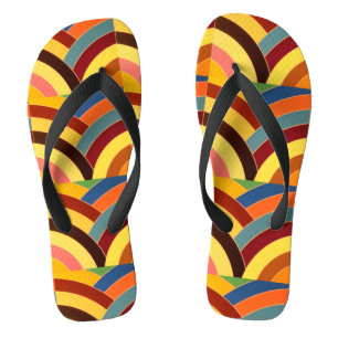 Tongs motif du chevron rouge jaune