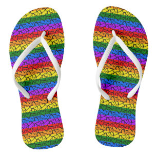 Tongs Motif du coeur arc-en-ciel