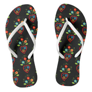 Tongs Motif du coeur populaire portugais en fleurs