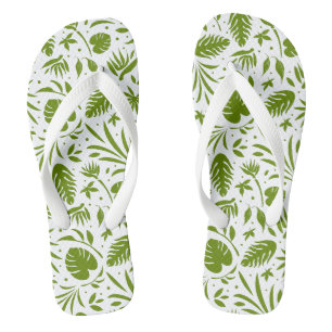 Tongs Motif élégant à feuilles vertes