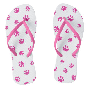 Tongs Motif Empreintes de Patte Roses
