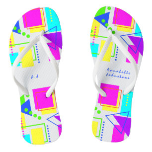 TONGS MOTIF EN FORMES GÉOMÉTRIQUES LUMINEUSES ET JOUEUSE