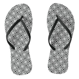 Tongs Motif en mosaïque égyptienne, noir et blanc