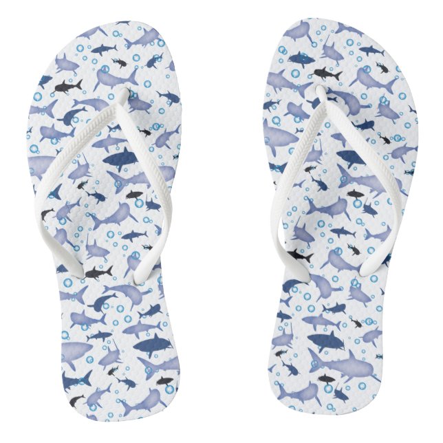 Tongs Motif en silhouette de requin blanc et bleu (Semelle)