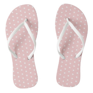 Tongs Motif étoile blanche rose