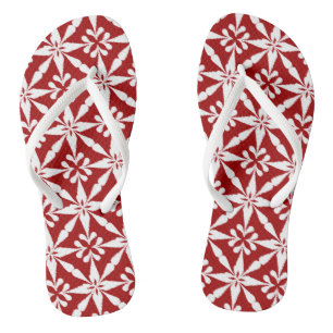 Tongs Motif étoile Ikat - Rouge foncé et blanc