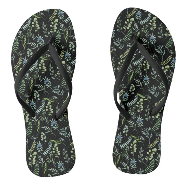 Tongs Motif feuille 11.bw Black BG (Semelle)