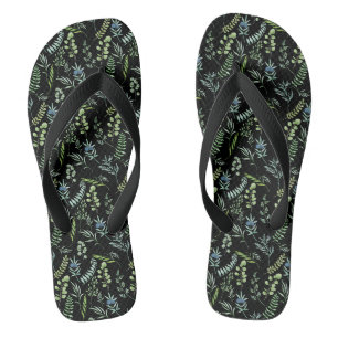 Tongs Motif feuille 11.bw Black BG