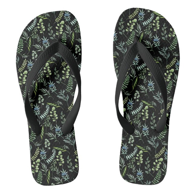 Tongs Motif feuille 11.bw Black BG (Semelle)