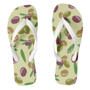 Tongs Motif Feuille d'olive et d'olive rustique