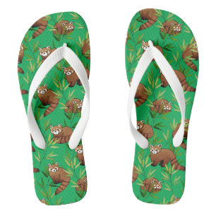Tongs Motif Feuille Red Panda & Bamboo