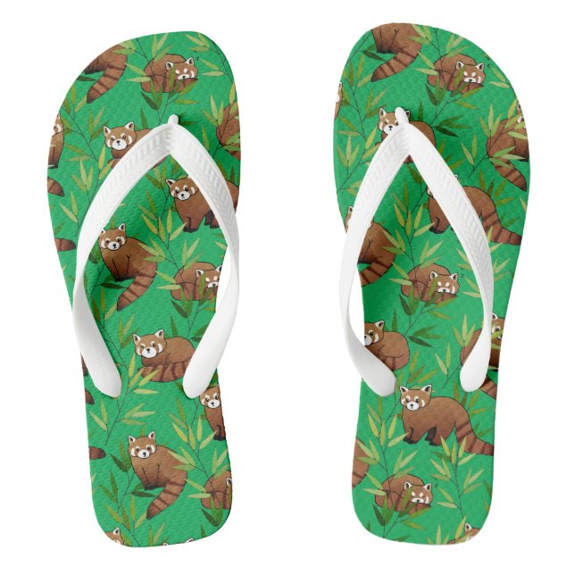 Tongs Motif Feuille Red Panda & Bamboo (Semelle)