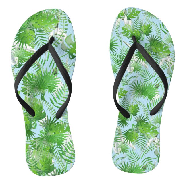 Tongs motif Feuille vert 3D 01x4 LBlue BG (Semelle)