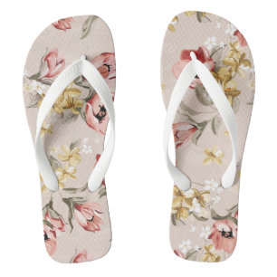Tongs Motif floral 3 d'élégance abstraite