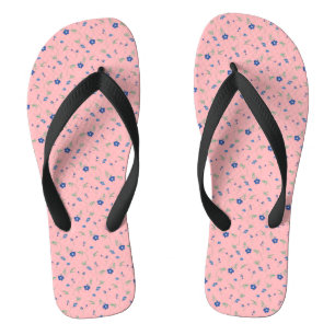Tongs Motif floral à ressort bleu   Beauté florale