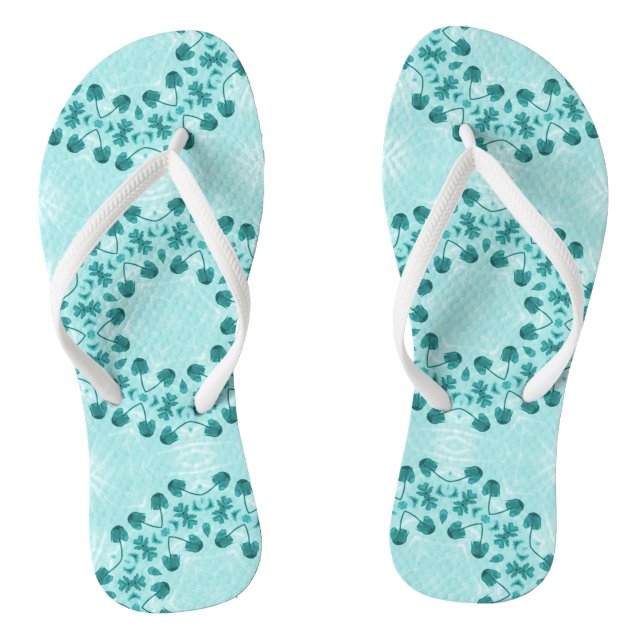 Tongs Motif floral, bleu Turquoise (Semelle)