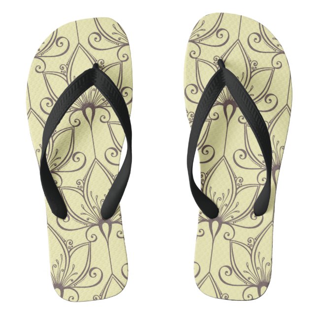 Tongs Motif floral crème (Semelle)
