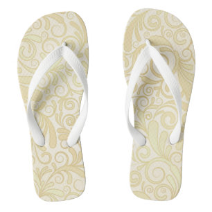 Tongs Motif floral de feuille d'or
