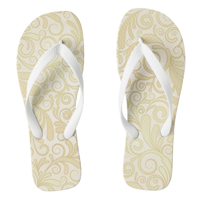 Tongs Motif floral de feuille d'or (Semelle)