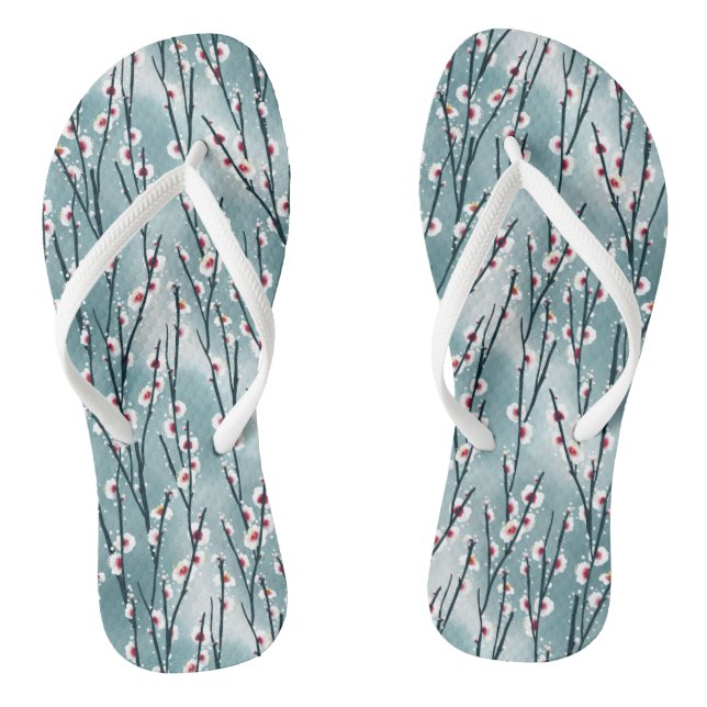 Tongs Motif floral de fleurs de prune de printemps (Semelle)