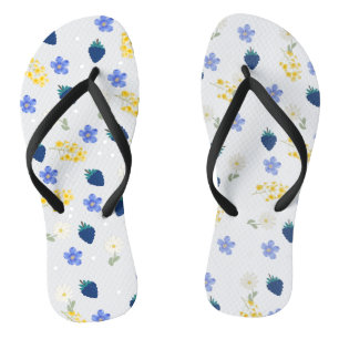 Tongs Motif floral de fleurs sauvages et de mûres