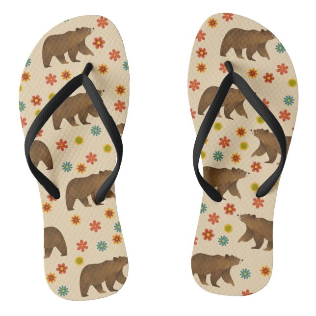 Tongs Motif floral de l'ours (Semelle)